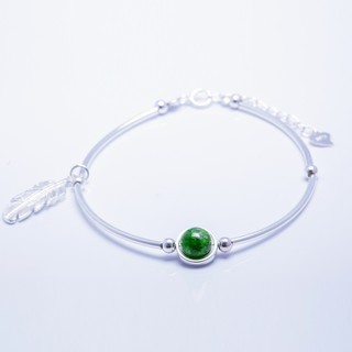 ANCARAT - Vòng tay bạc ngũ hành đá phong thủy Ngoc Bích (Mệnh Mộc) - VD03