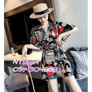 Jumpsuit ngắn, bộ jum đùi in họa tiết - DTH