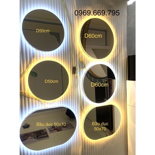 Gương nhà tắm led Siêu Sang , Gương tròn treo tường led hậu