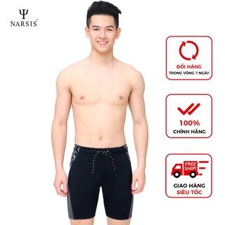 [Mã BMBAU50 giảm 7% tối đa 50K đơn 99K] Quần bơi nam cao cấp Narsis Q0002 màu đen phối vân loang ghi