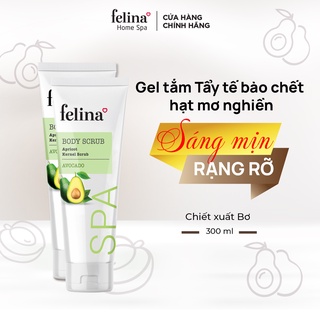 Combo 2 tuýp Gel Tắm Tẩy Tế Bào Chết body dạng Felina Home Spa từ hạt mơ nghiền 300ml/ tuýp cho da nhạy cảm