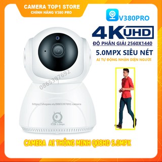 Camera Ip WiFi V380Pro Q8HD 5.0Mpx Cực Nét, Phân Biệt Chuyển Động Của Người
