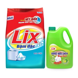 Bột giặt Lix đậm đặc 6kg tặng Nước rửa chén Lix chanh 1,5kg