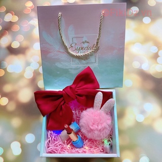 [16*15*6.5] SỈ 24K Set 2 món - hộp quà tặng &amp; túi giấy LÔNG VŨ sz nhỏ