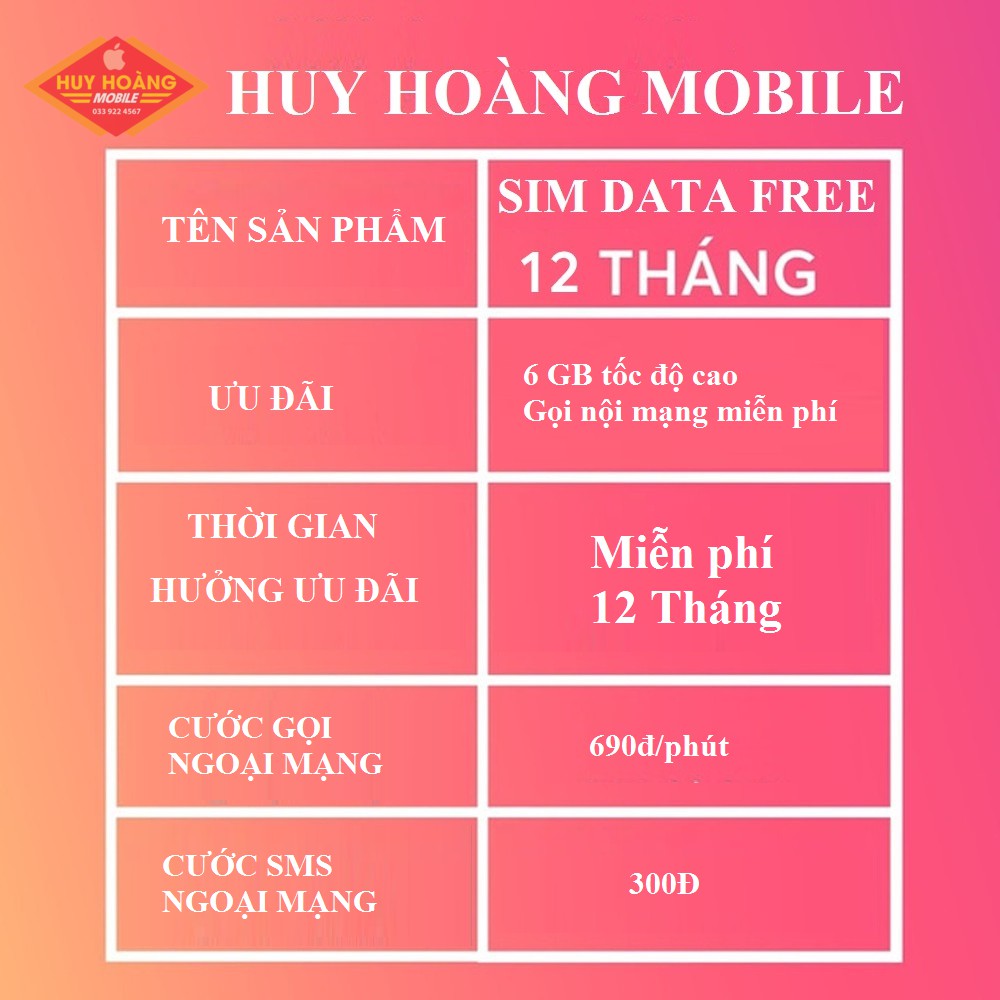 Sim Data 4G miễn phí cả năm, 6gb/ngày