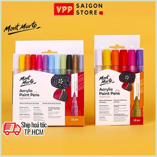 Bộ 12 Bút Màu Acrylic Mont Marte Ngòi 1mm / 3mm - MPN0129/ MPN0130