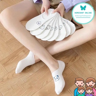 Tất lười cotton HOME SHOP ONLINE tất nữ màu trắng hình thú dễ thương Hàn Quốc cho bạn gái học sinh sinh viên
