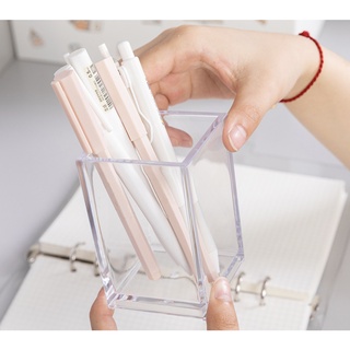 Ống cắm bút acrylic trong suốt dáng vuông