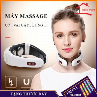 Máy massage cổ, vai gáy cao cấp, trị liệu đau cổ, vai gáy tặng 2 miếng dán xung điện, bảo hành 2 năm