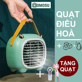 [11.11 TẶNG QUẠT]Quạt Điều Hòa Hơi Nước Mini Có Ngăn Đựng Nước Và Đá Có Quai Xách 3 Tốc Độ Gió  Sạc USB Dễ Thương DFS008