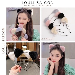 [Mã FAMARAL2 giảm 10K đơn 50K] Băng đô cài tóc hình tai mèo dành cho nữ, bờm tóc cute phong cách Hàn Quốc -BTM