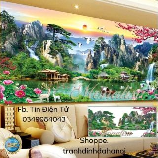 Tranh đính đá phong cảnh lưu thủy sinh tài  Y8234 (160 x70)