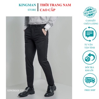 Quần Âu Nam Đen Kẻ Sọc Sang Trọng, Quần Tây Nam Công Sở Cao Cấp Phong Cách Hàn Quốc Co Dãn Nhẹ-Hàng VNXK (KINGMAN STORE)