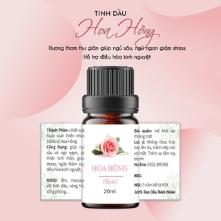 Tinh dầu Hoa Hồng 20ml, cao cấp nhập khẩu, hương nước hoa thiên nhiên, thơm phòng.