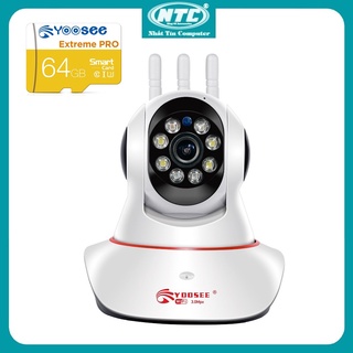 Camera IP Wifi Yoosee 4 đèn hồng ngoại 4 đèn sáng trắng 3 Râu 2.0M  FullHD 1080P có màu ban đêm (Trắng)