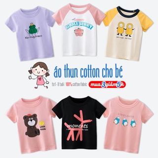 Áo bé gái 27HOME áo cotton cộc tay cho bé in hình đáng yêu hàng xuất Âu Mỹ