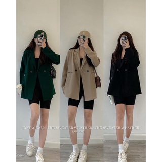 Áo khoác blazer nữ cổ vest tay dài 2 nút gài túi hộp freesize Pumi