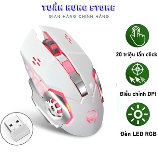 Chuột Không Dây Gaming T28 LED 7 Màu RGB, Pin Có Thể Sạc Dùng Cực Lâu, Chuột Chơi Game Không Dây