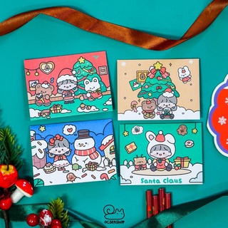 Thiệp nhỏ Giáng sinh Bé gái tóc nâu