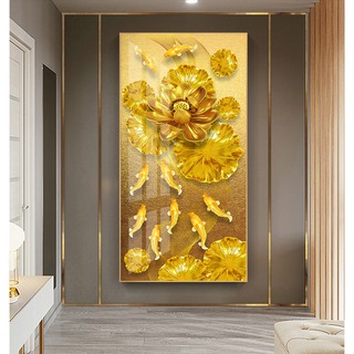 Tranh treo tường VTC tranh Cá chép tài lộc may mắn chất liệu bóng kính hoặc vải canvas chin ca 120x240 cm 20-8-2020