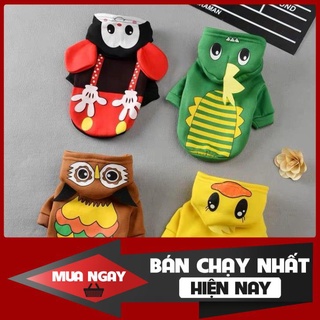 [ new ] Áo giữ nhiệt cho chó mèo nỉ bông có mũ kiểu dáng động vật dễ thương cao cấp