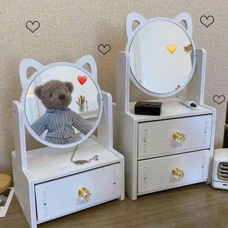 Kệ Mỹ Phẩm Mini❣️FREESHIP❣️ Kệ Để Đồ Trang Điểm Có Kèm Gương Tai Mèo Dễ Thương