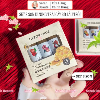 Son Dưỡng Môi HERORANGE [SET 3 SON] Chiết Xuất Trái Cây 3D Lâu Trôi - Sarah Beaute MP08