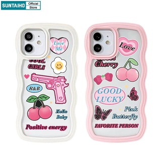 Suntaiho Ốp lưng iphone Ốp Điện Thoại Mềm Chống Rơi Họa Tiết Bướm Cherry Cho iPhone 14 Pro 13 PROMAX 13 Pro XR XS Max