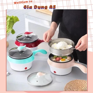 Nồi lẩu mini đa năng kèm lồng hấp inox tiện lợi lòng chống dính cao cấp màu xanh, đỏ MIIBOOSHI