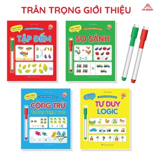 Sách - Bộ Vở viết xóa được - Làm toán không sợ sai - Wipe Clean - (4 cuốn + tặng kèm 2 bút)