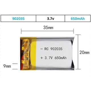 Pin Lithium - Ion 3.7V 902035 650mah