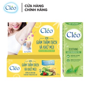 Bộ đôi Kem giảm thâm nách &amp; khử mùi Cléo 35g và Gel làm dịu da sau tẩy lông Cléo - Giúp chậm mọc lông 50g