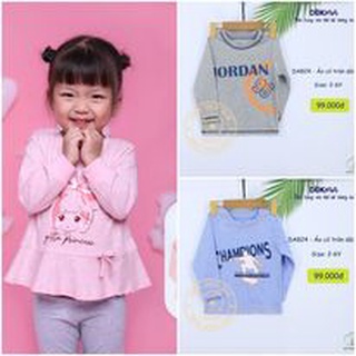 2-6Y Áo dài tay cổ tròn bé trai, bé gái Dokma DA824