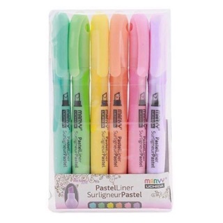 Bút light sáng/ Bút Dạ Quang Marvy gồm 6 màu mực Pastel - bán lẻ và bán bộ