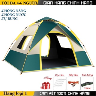 Lều Cắm Trại Tự Bung Lều Phượt Du Lịch Tự Bung 2 Cửa Dành Cho 4 Người Chống Nước Tia UV
