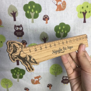 [GIÁ CỰC RẺ] - Thước gỗ học sinh khắc tên theo yêu cầu - Hình con ngựa khỏe khoắn - Free khắc tên
