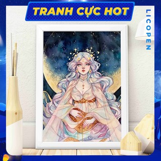[CÓ SẴN] Tranh Tô Màu Theo Số Licopen - Tranh Thiếu nữ mặt trăng - MS136