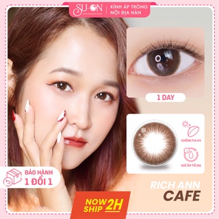 Lens 1 ngày Ann365 RICH CAFE áp tròng 14,2mm, nâu trong tự nhiên Hàn Quốc, siêu êm đeo cả ngày