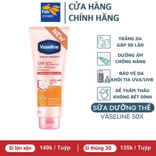 Dưỡng thể Vaseline 50x bảo vệ da suốt 8H với Chống Nắng SPF 50+ PA++++ giúp da sáng rạng rõ với Niacinamode 320ml