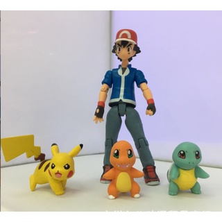 Mô hình Khớp Pokeqon satoshi,Pikachiu, rồng lửa, rùa nước