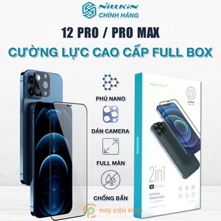 Kính cường lực Iphone 12 Pro chính hãng Nillkin full màn hình và khung viền camera cho Iphone 12 Pro - Combo2