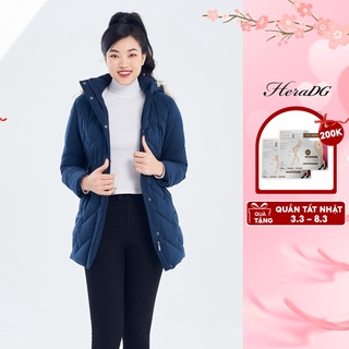 Áo Khoác Phao Nữ Dáng Lỡ HeraDG Mũ Lông Kèm Chun Eo Sang Trọng, Vải Gió Chống Nước Chống Bám Bụi WJKBA22