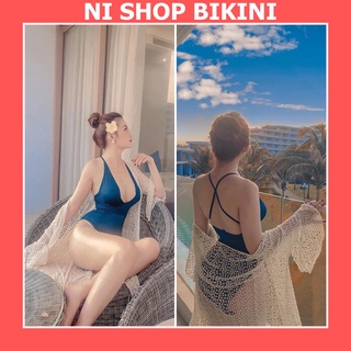 Bikini 1 mảnh sexy đẹp đi biển xẻ V ngực dây vạt dài quấn eo L01