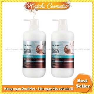 Bộ Dầu Gội + Dầu Xả Dừa Organic Coconut Chính Hãng Anh 800ml*2