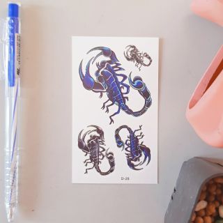 Hình xăm tatoo bọ cạp xanh đen size 10×6cm D25. Xăm dán tatoo mini tạm thời, size <10x6cm