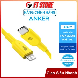 [GIAO HÀNG NHANH] Cáp sạc Anker POKEMON Powerline II USB-C to L A8632 (chuẩn PD cho IP/tablet táo)