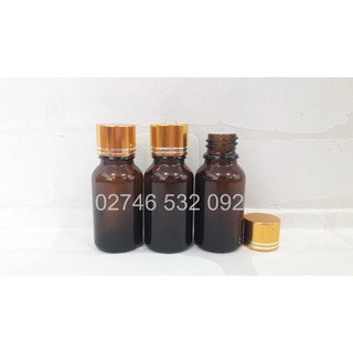 Chai Tinh Dầu 15ml Nắp Nhỏ Giọt Vàng Thân Nâu