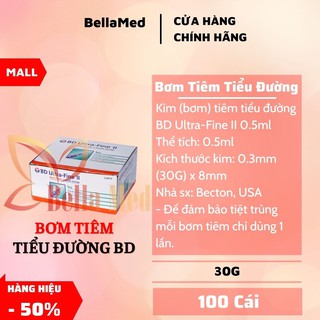 Kim tiêm tiểu đường Insulin BD 0,5ml cc x 30G hộp 100 cây