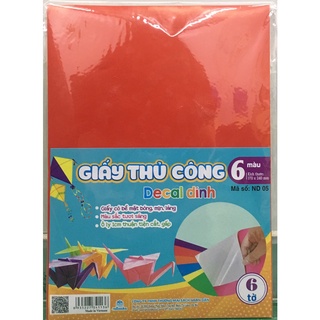 Tập giấy thủ công 06 màu 06 tờ ND 05 - Có Decal dán sẵn - KT 170x240mm