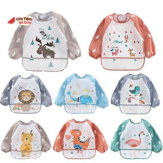 Áo yếm ăn dặm BLW dài tay cao cấp [Chống thấm nước, có máng chứa thức ăn rơi] Dưa Kids